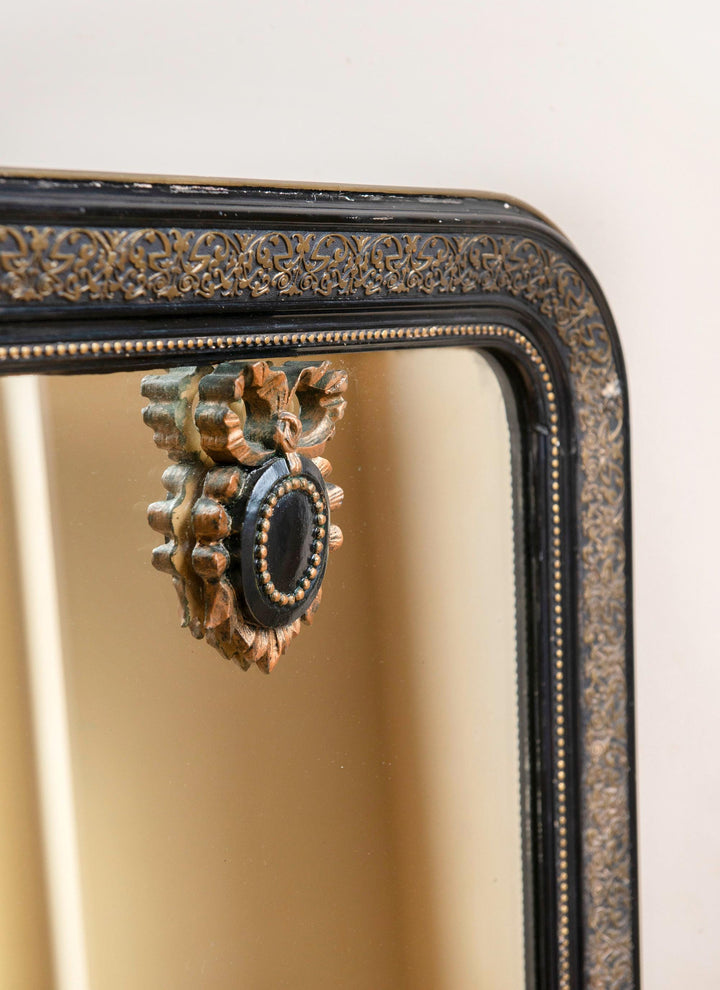 Antique French Black & Gold Louis Philippe Arch Mirror