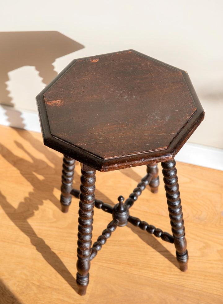 Antique Bobbin Stool - Octagonal Plant Stand, c. 1900