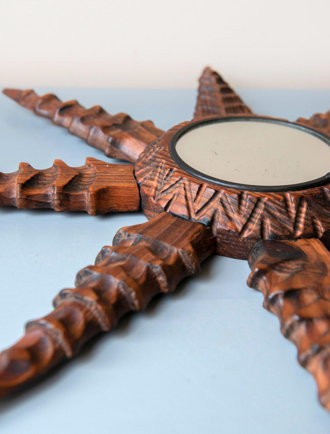 Vintage Spanish Carved Sunburst Mirror, 1960s