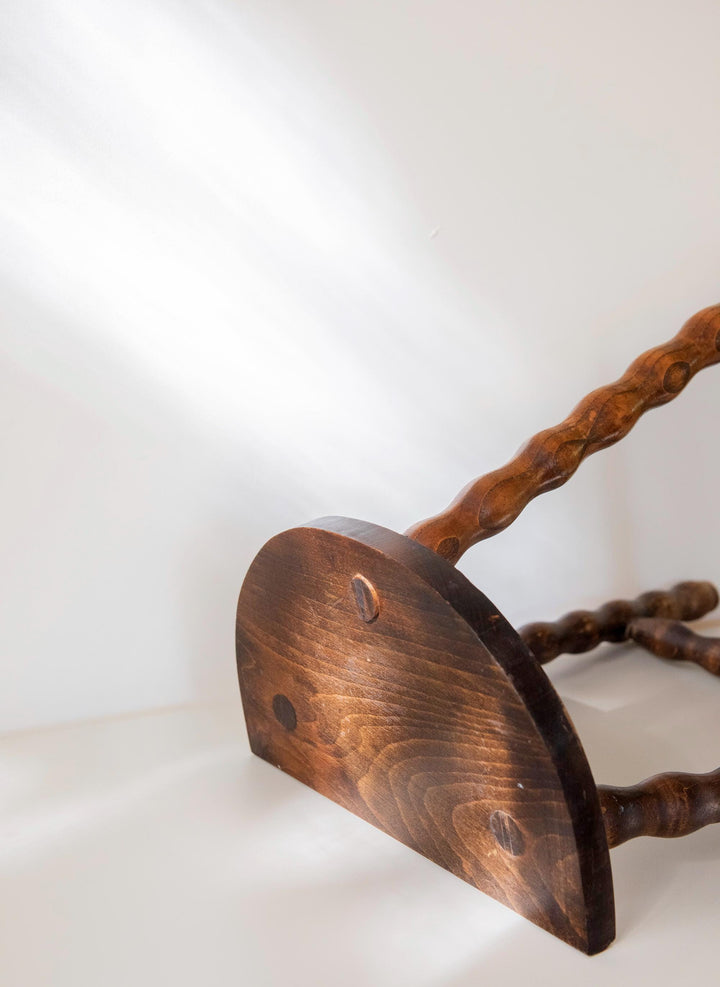 Vintage Wooden Milking Stool with Turned Bobbin Legs