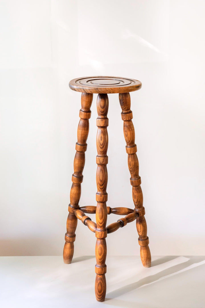 Vintage French Plant Stand - Tall Bobbin Pedestal