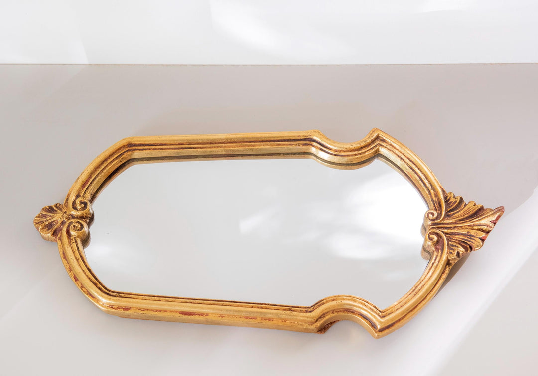 Vintage Gilt Wall Mirror With Crest - Ornate Rococo Style