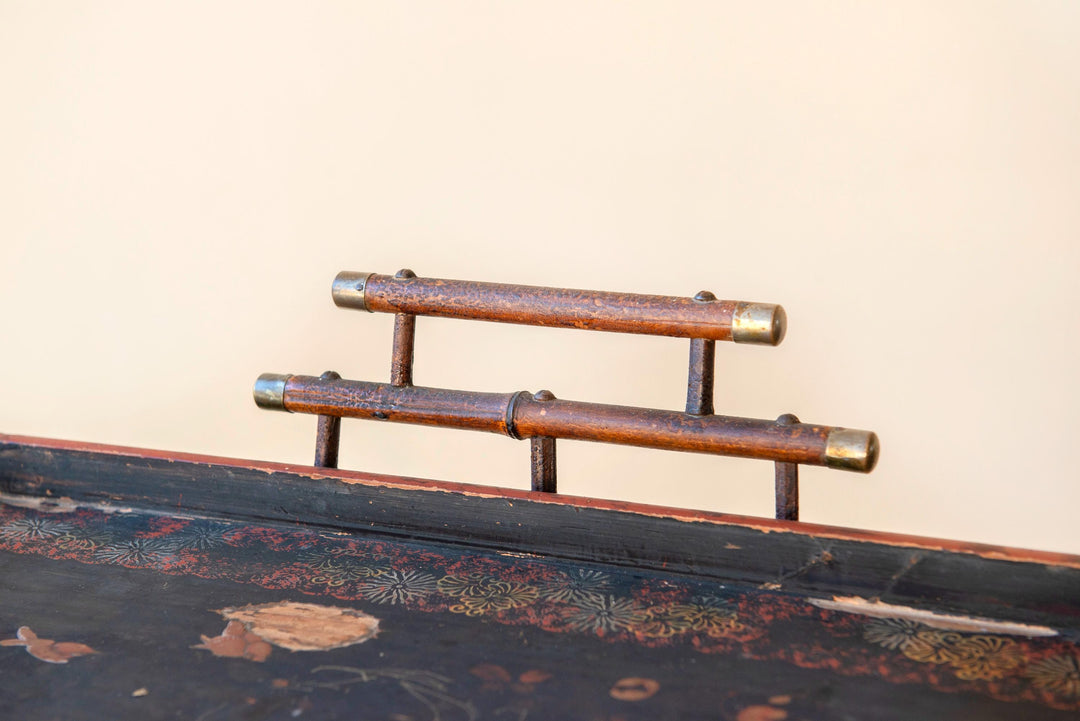 Antique Japanese Bamboo Side Table - Victorian Butler Tray