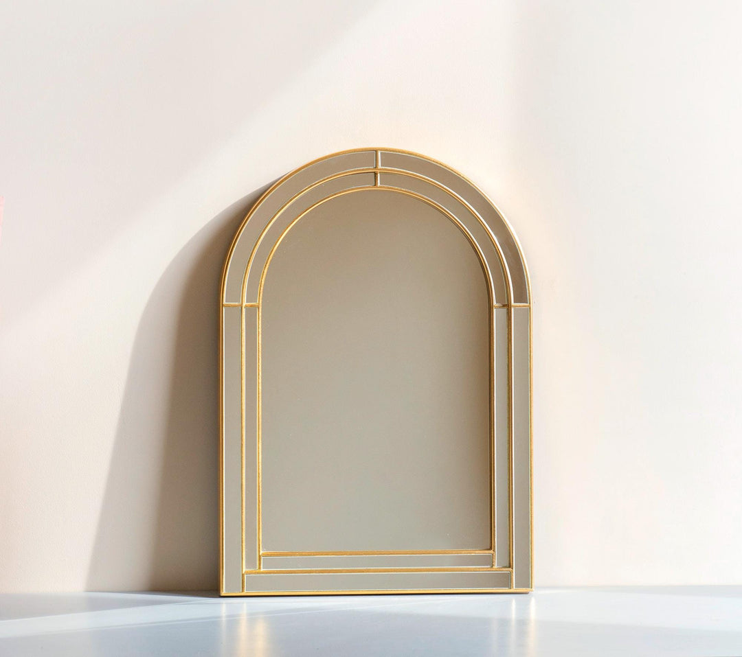 Vintage Deknudt Wall Mirror - Gold Arched Frame