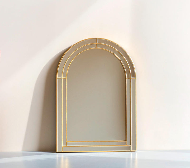 Vintage Deknudt Wall Mirror - Gold Arched Frame