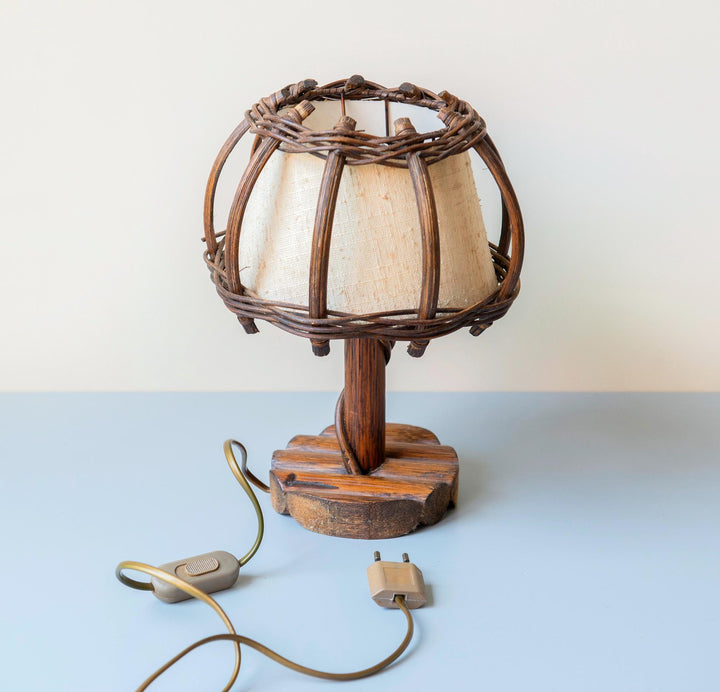 Vintage Bamboo Table Lamp by Louis Sognot, 1950s