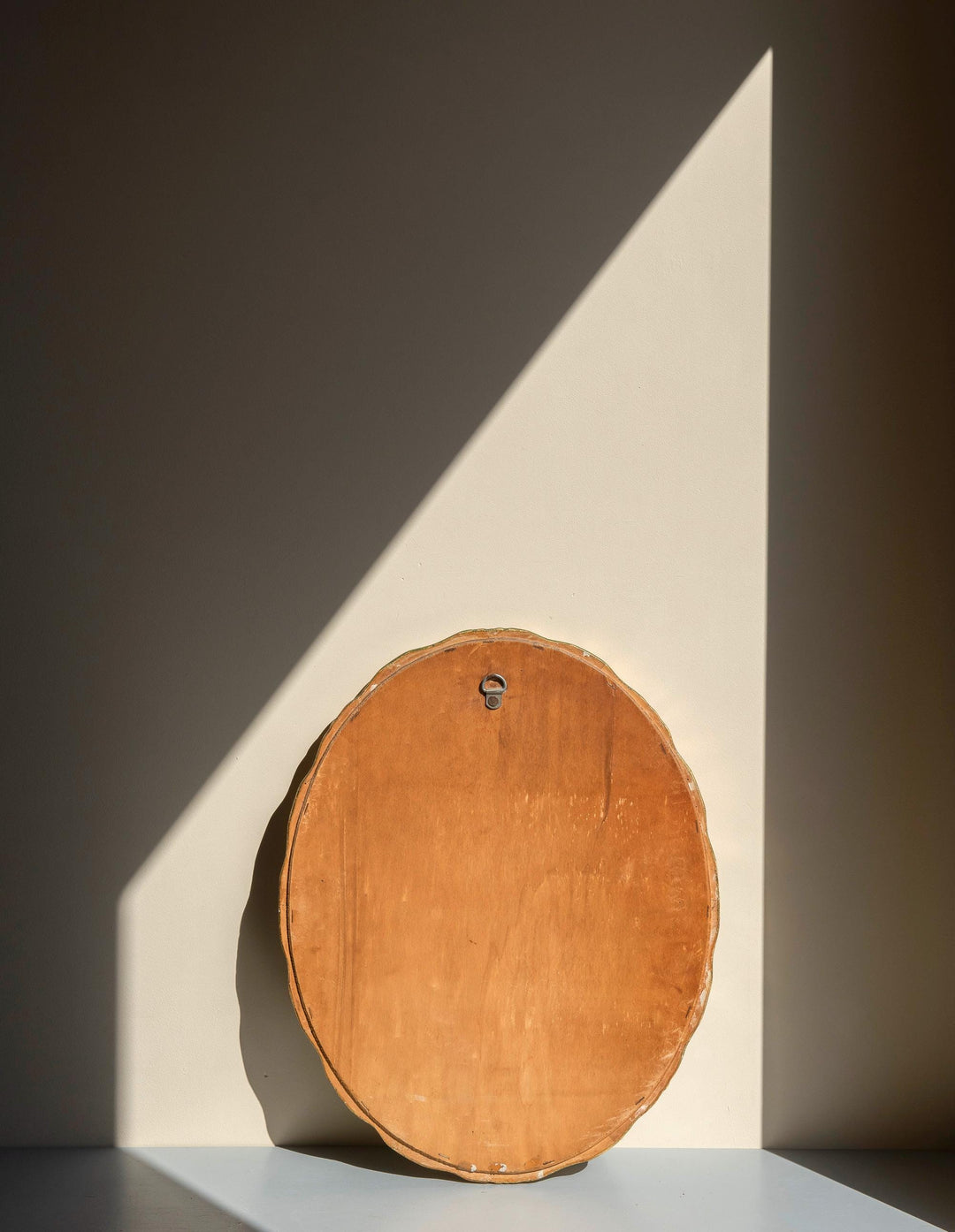 Vintage Dutch Oval Wall Mirror - Gold & Cream Scalloped Frame