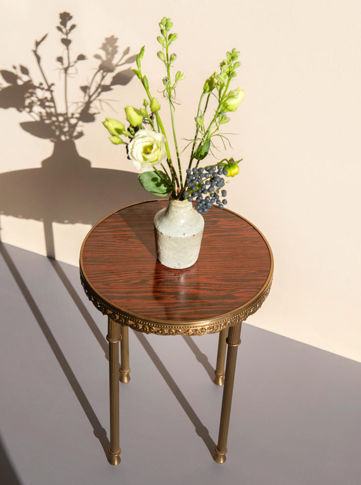Brass Round Side Table - Hollywood Regency Plant Stand
