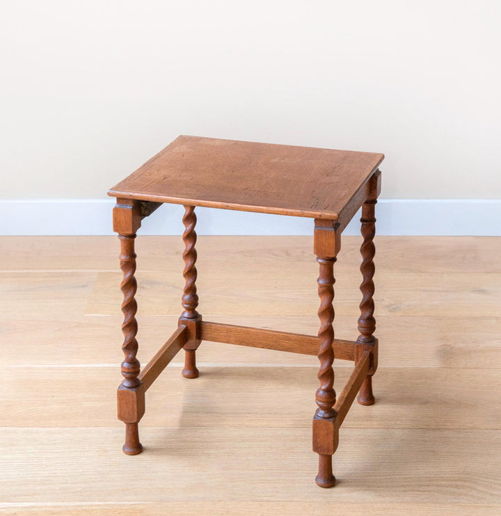Antique Oak Barley Twist Side Table