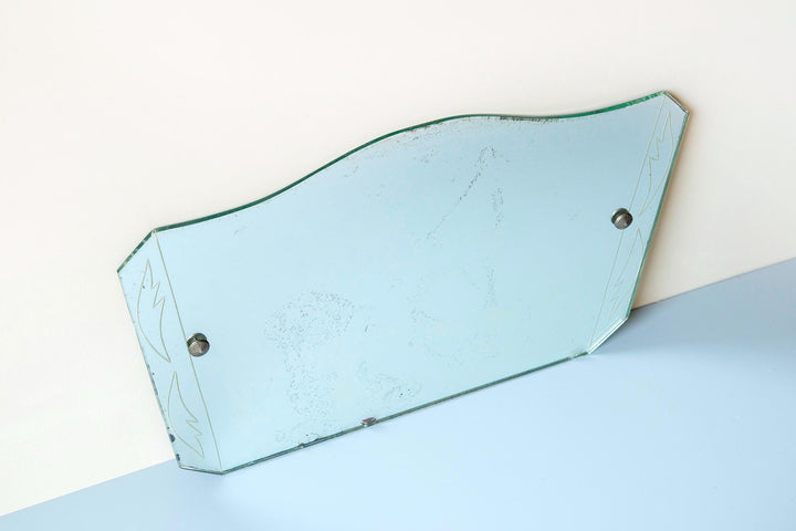 Antique Art Deco Frameless Beveled Wall Mirror