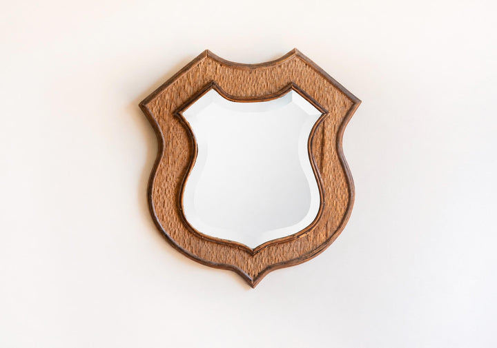 Vintage Shield Mirror - Large Rattan Wicker Frame