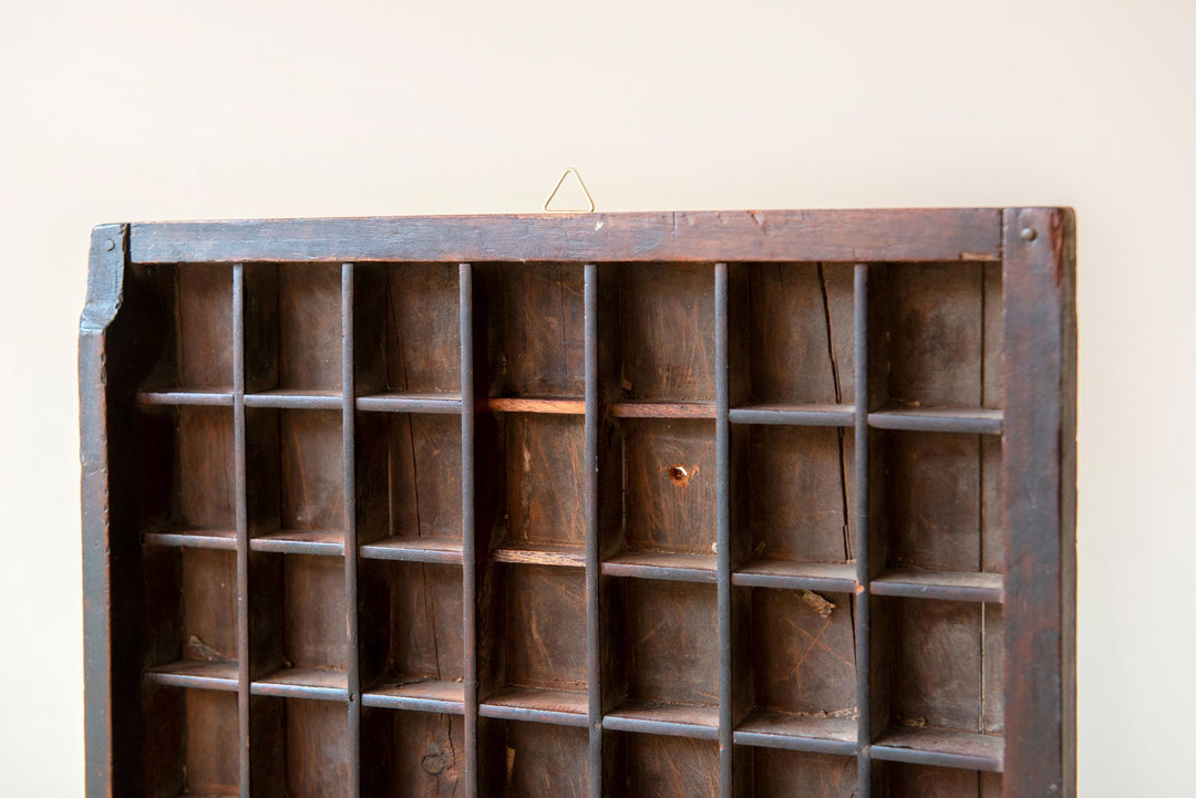 Antique Printer's Tray - Wooden Letterpress Type Case