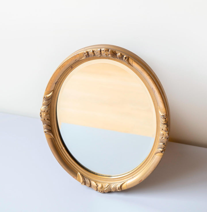 Vintage Belgian Oval Gold Wall Mirror – 1960s