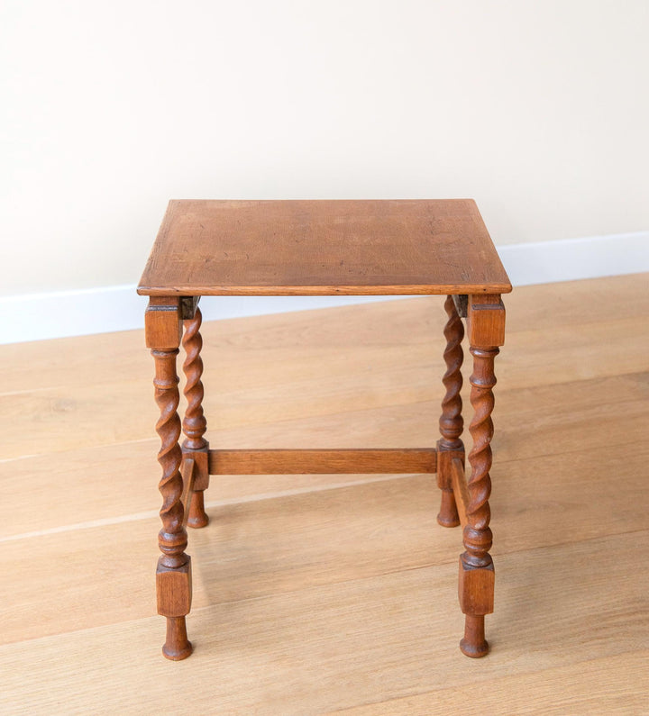 Antique Oak Barley Twist Side Table