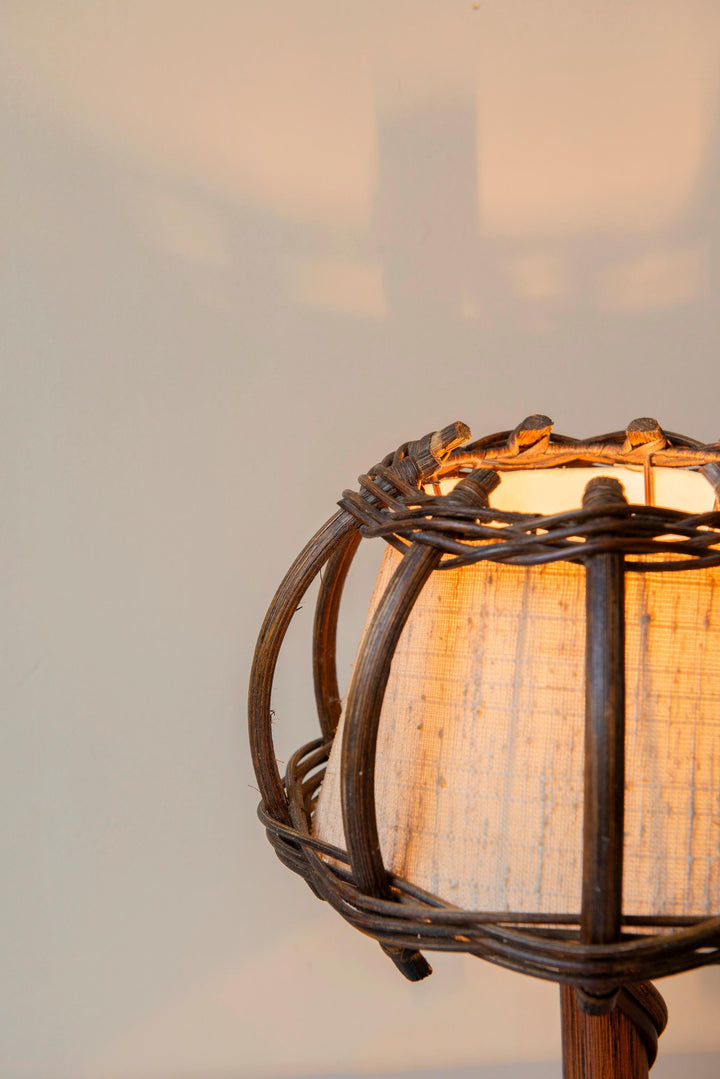 Vintage Bamboo Table Lamp by Louis Sognot, 1950s
