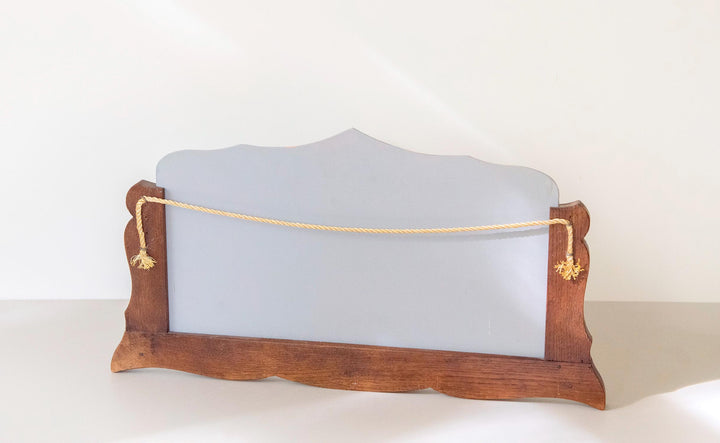 Antique Art Deco Frameless Wall Mirror - Scalloped Oak Frame