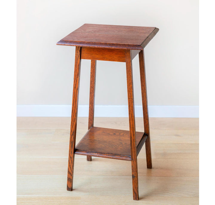 Art Deco Side Table - Solid Oak Two Tier Plant Stand