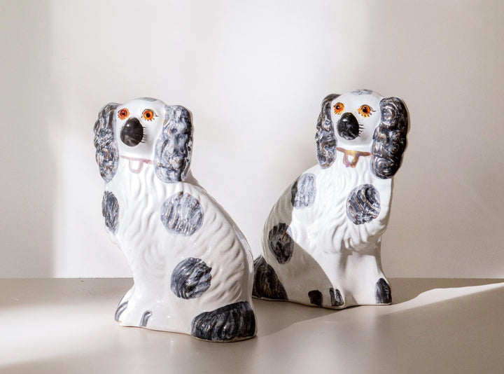 Antique English Staffordshire Style Spaniel Dogs