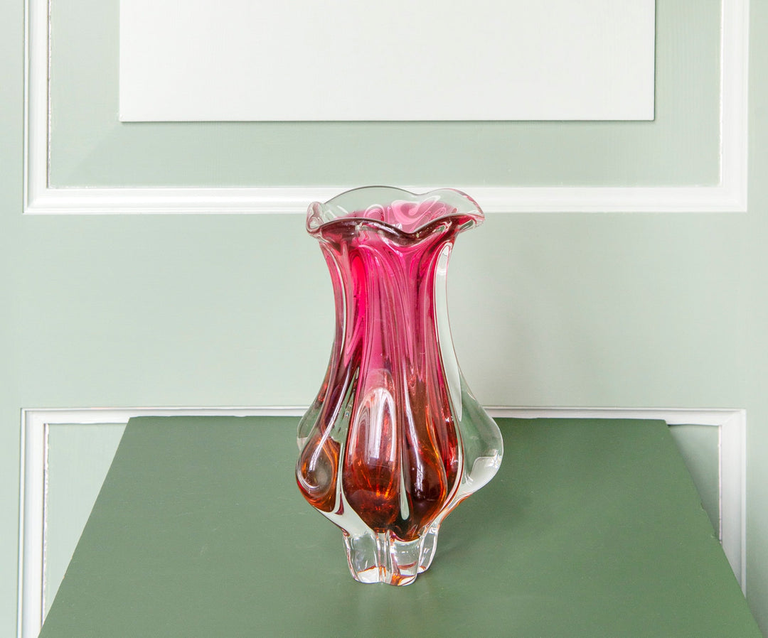 Vintage Josef Hospodka Pink Art Glass Vase