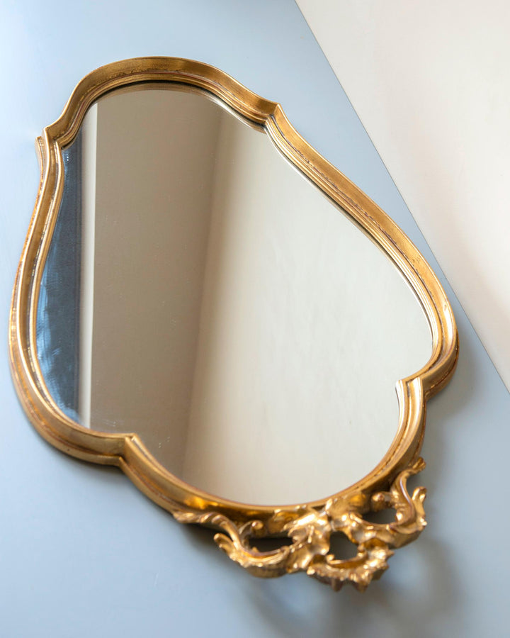 Vintage Belgian Deknudt Scalloped Gold Wall Mirror