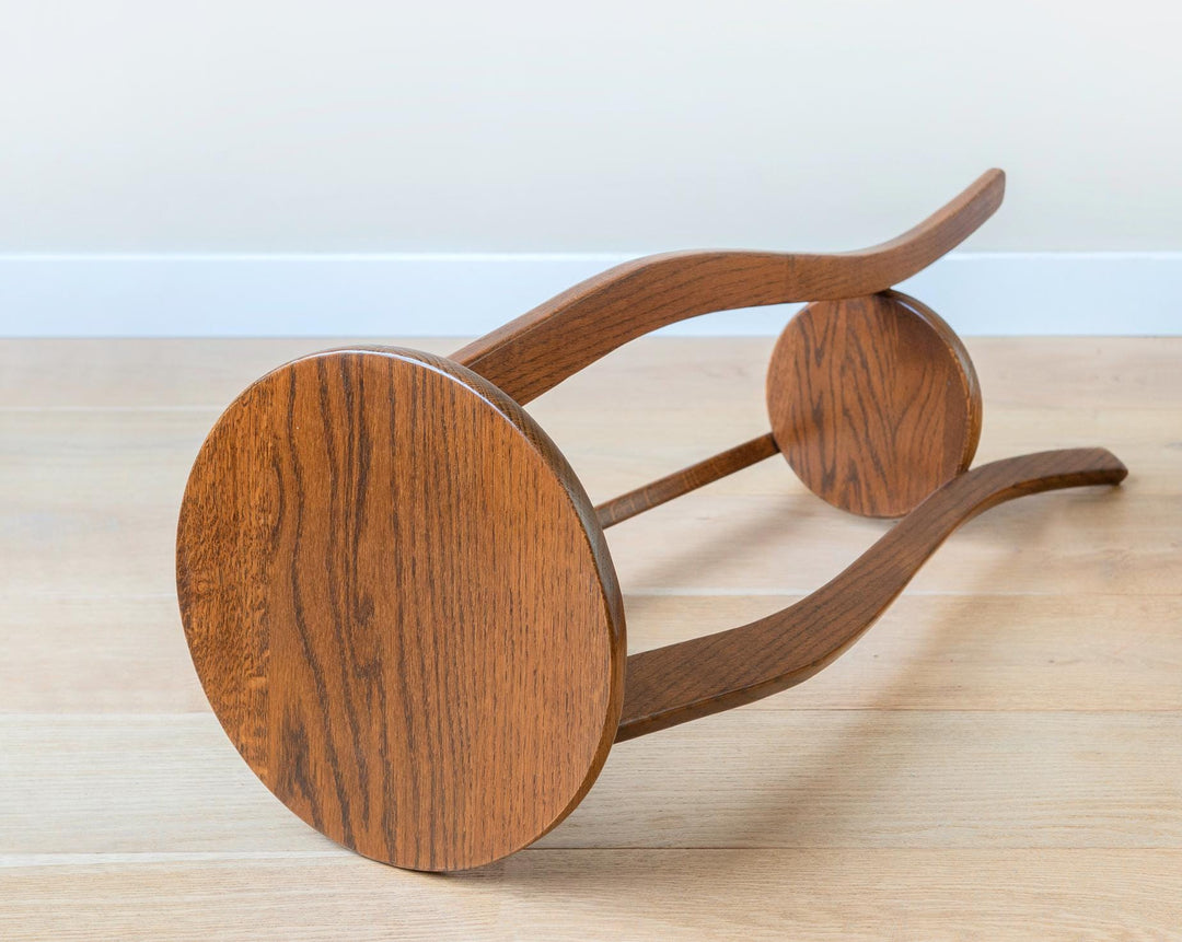 Art Deco Oak Side Table with Curved Legs