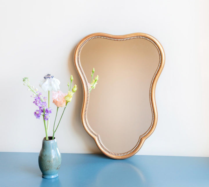 Vintage French Scalloped Gold Wall Mirror