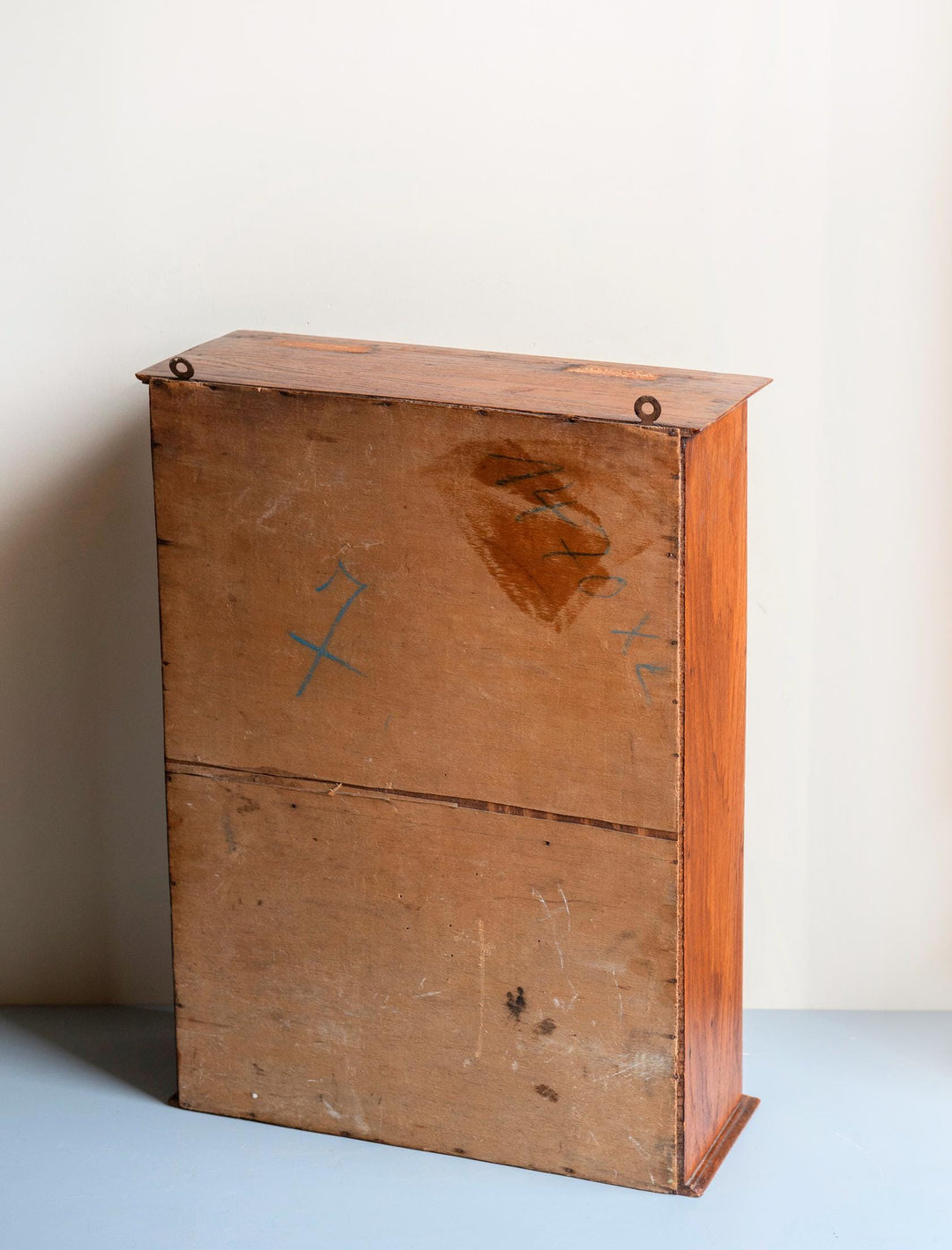 Antique French Oak Wall Cabinet with Wavy Mirror - 19th Century
