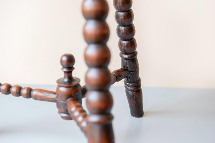 Antique Oak Bobbin Stool - Clover Seat