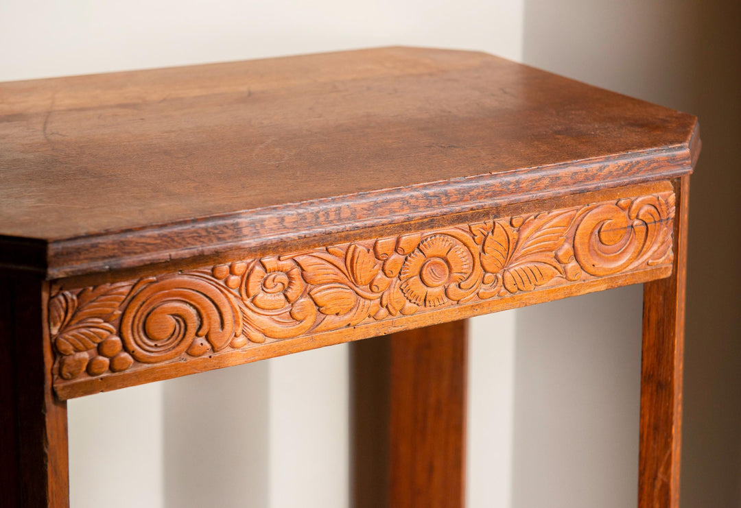 Art Deco Oak Side Table with Drawer