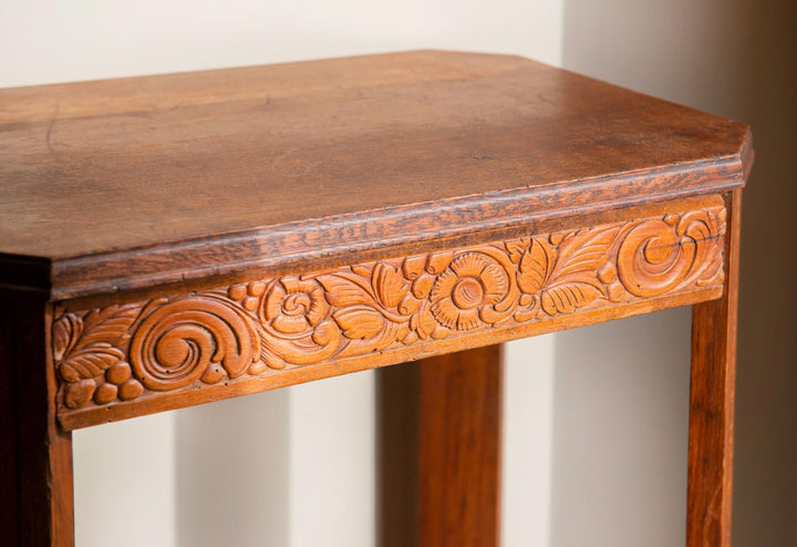 Art Deco Oak Side Table with Drawer