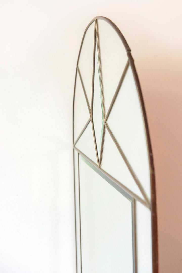 Vintage Art Deco Revival Brass Wall Mirror