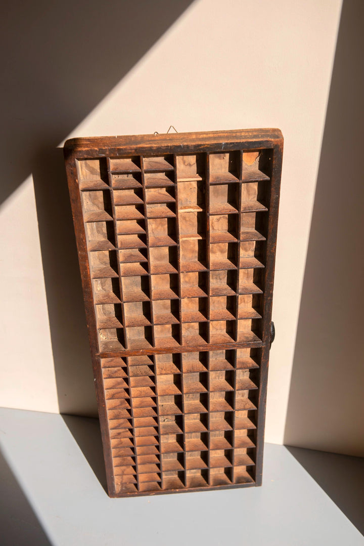 Antique Wooden Printer’s Tray - Oak Letterpress Shadow Box