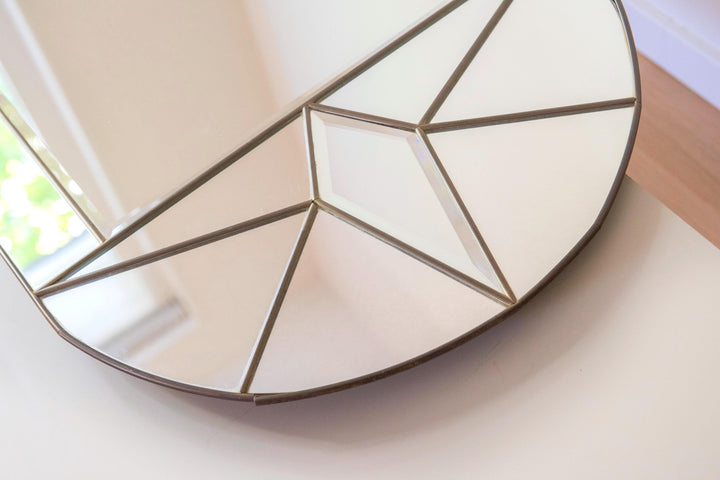 Vintage Art Deco Revival Brass Wall Mirror