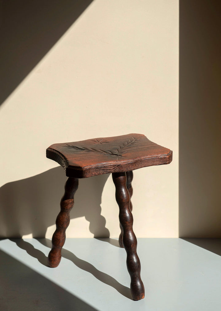 Antique Rustic French Bobbin Stool