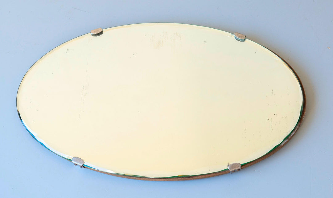 Oval Art Deco Frameless Mirror - Facet Cut Glass