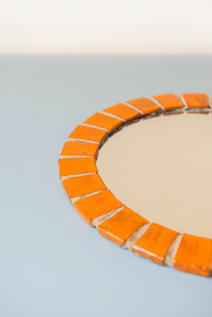 Vintage Orange Mosaic Tile Mirror, 1960s