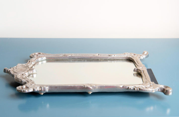 Vintage Ornate Silver Table Mirror