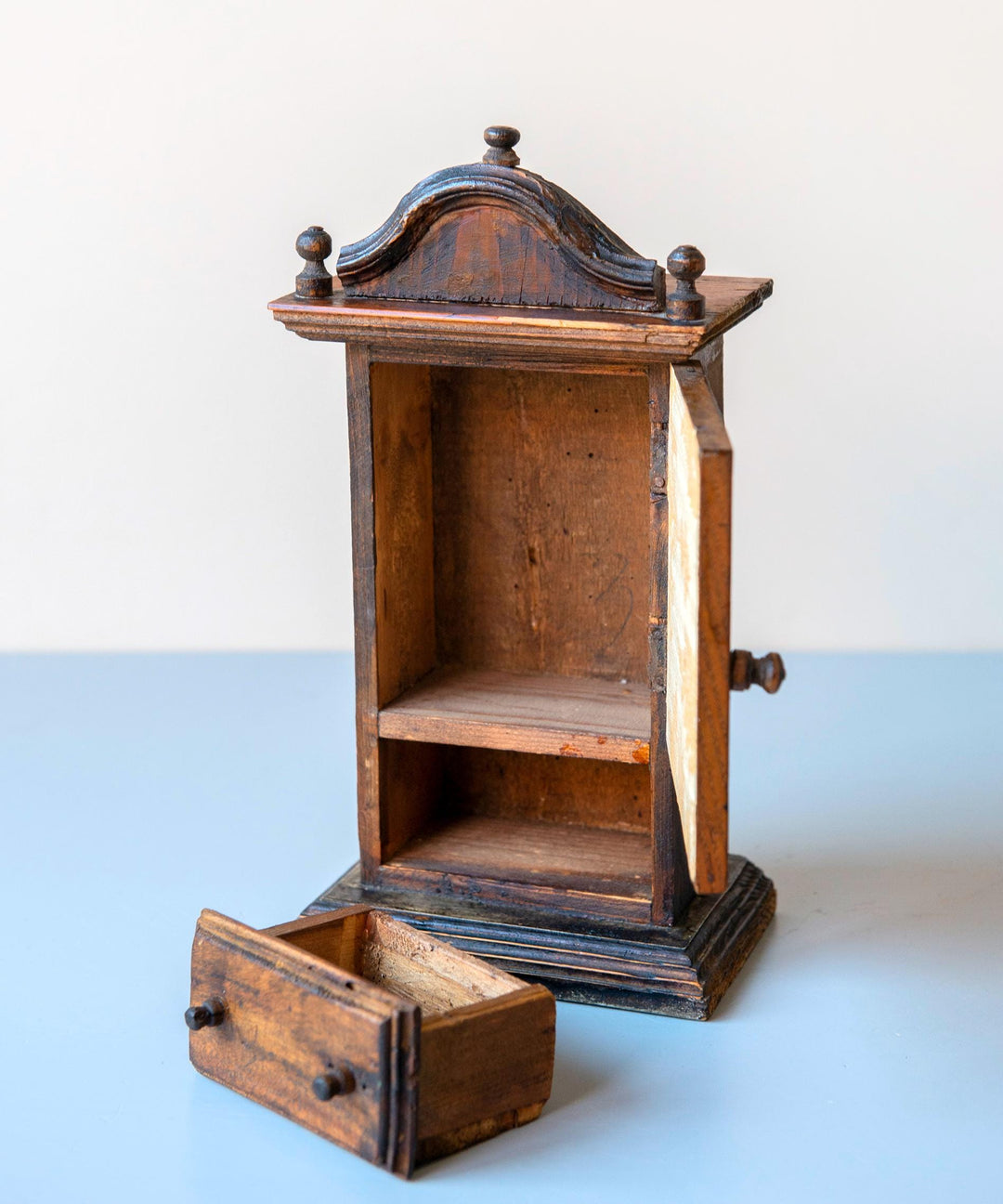 Antique Miniature Mirror Cabinet – 19th Century Folk Art