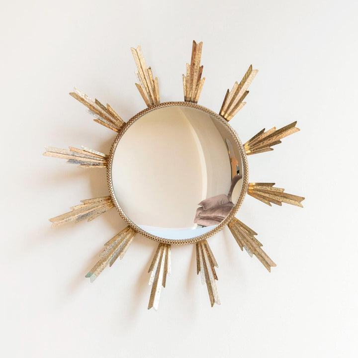 Vintage Sunburst Convex Wall Mirror – 1950s