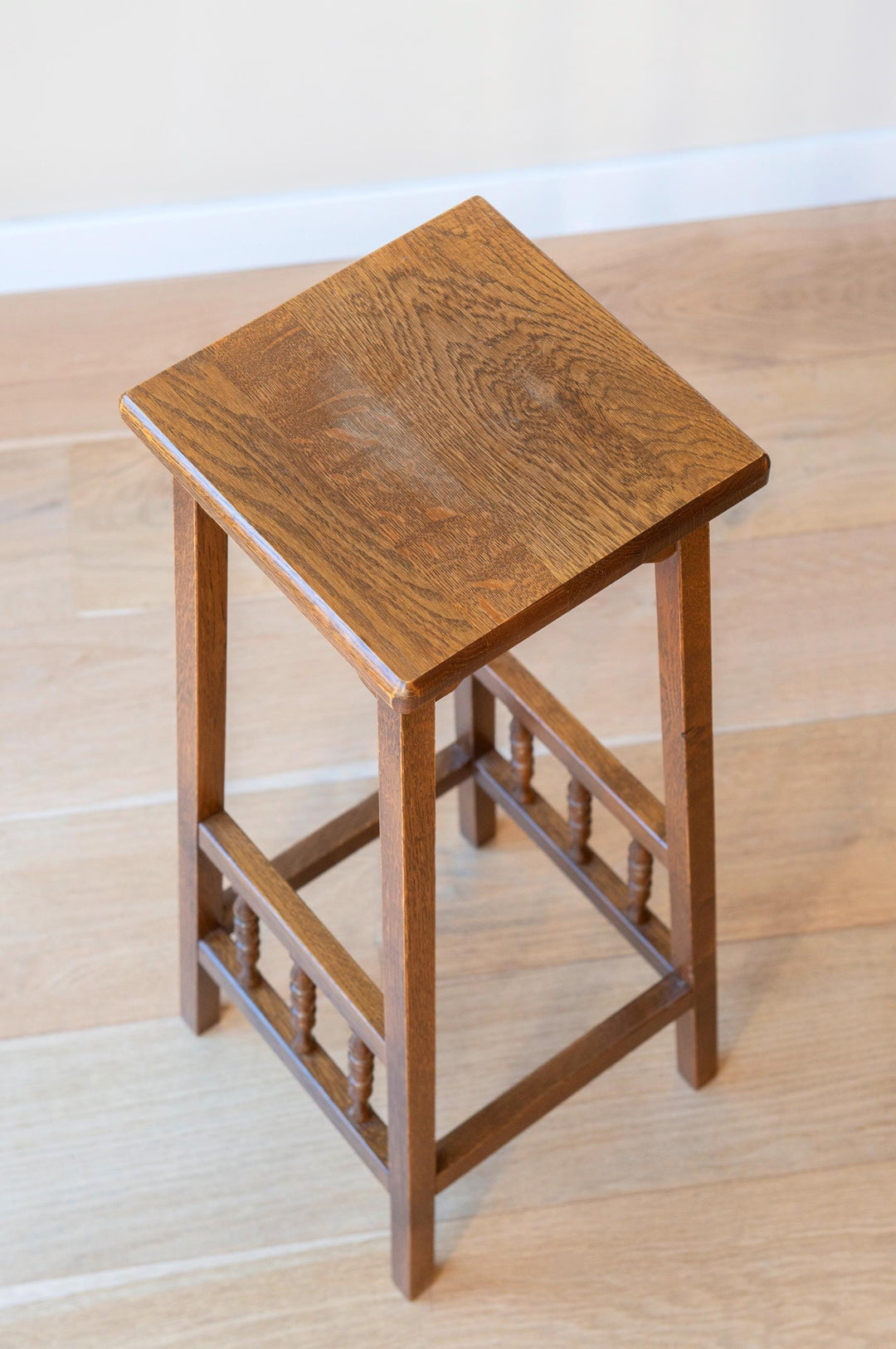 Vintage Dutch Oak Plant Stand with Spindle Details