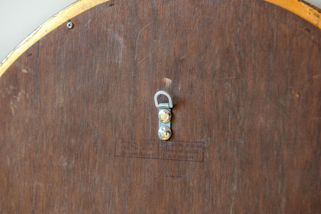 Large Vintage Belgian Gilt Oval Mirror - Beveled Glass, 1960s