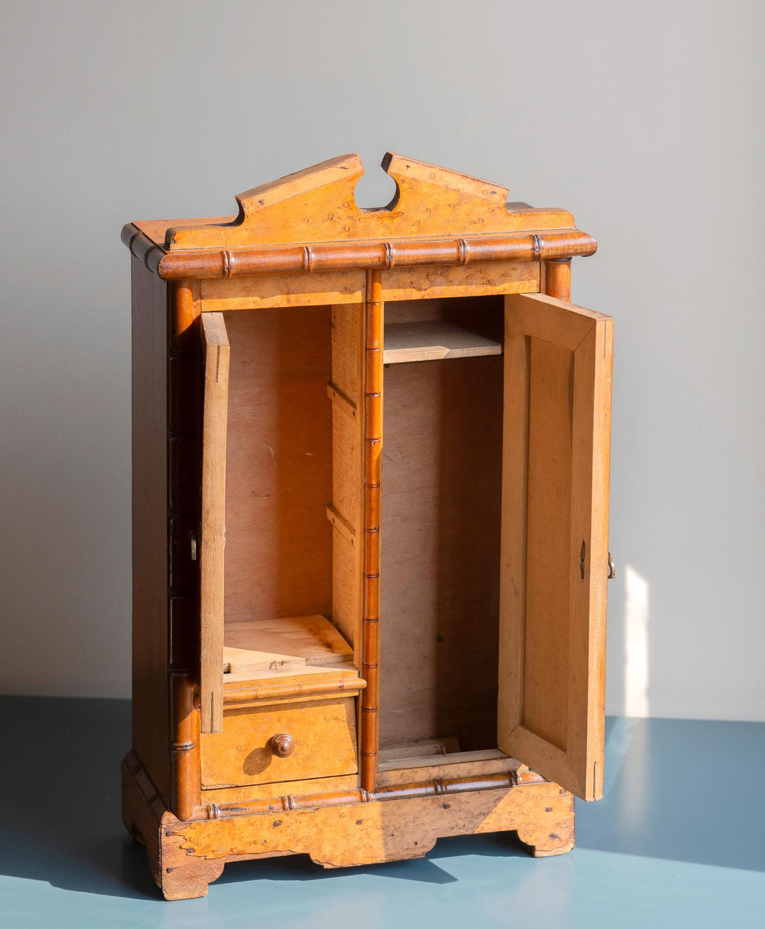 Antique French Faux Bamboo Wall Cabinet - 1920s