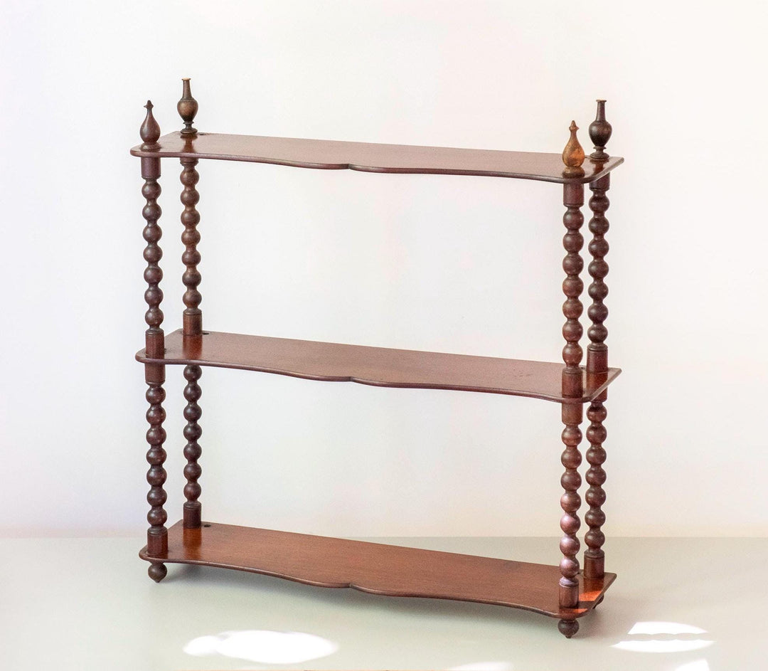 Antique Bobbin Wall Shelf - English Mahogany Etagere