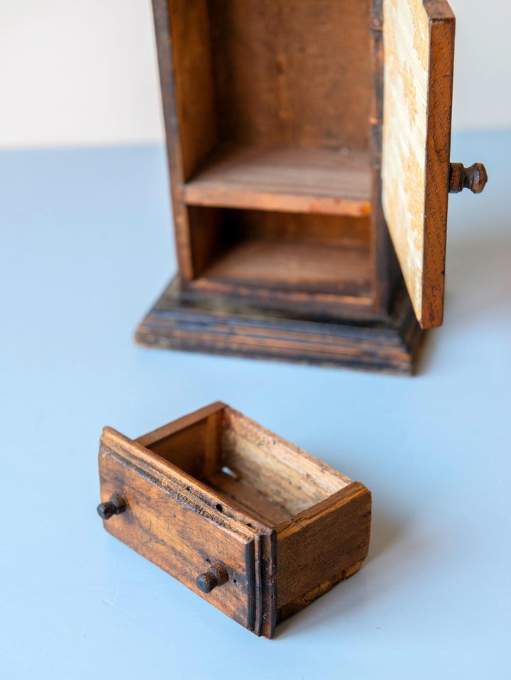Antique Miniature Mirror Cabinet – 19th Century Folk Art