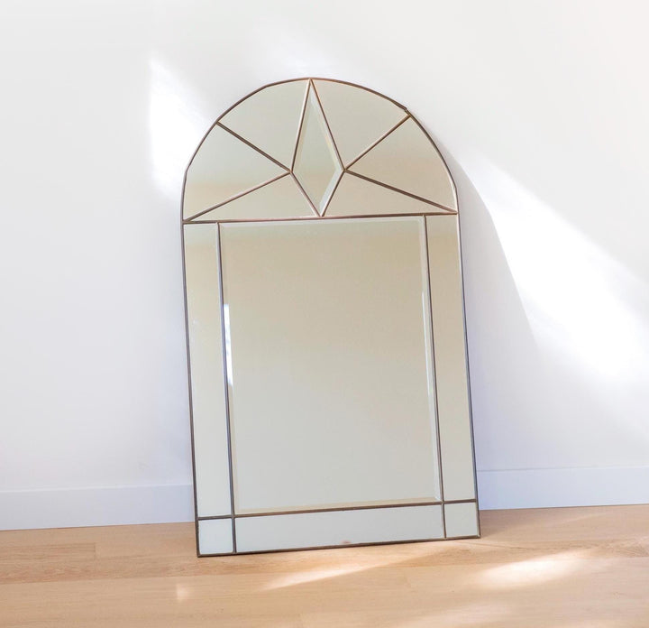Vintage Art Deco Revival Brass Wall Mirror
