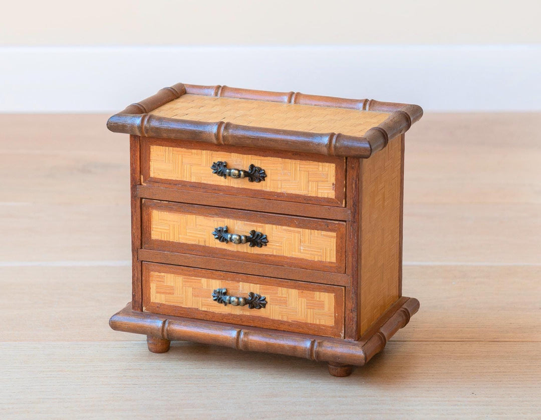 Vintage French Faux Bamboo Jewelry Chest