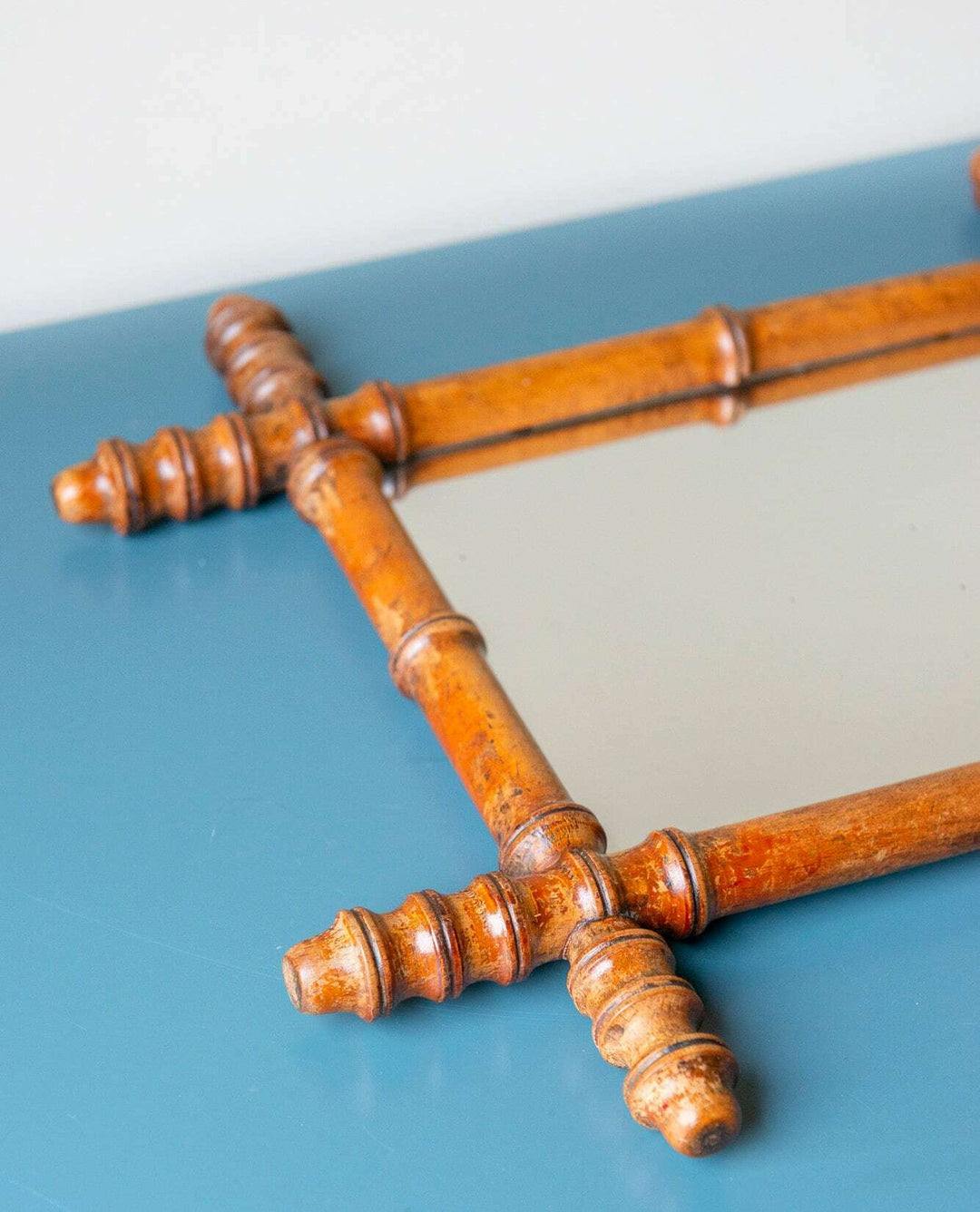 French Faux Bamboo Mirror With Hanging Chain, 1900s