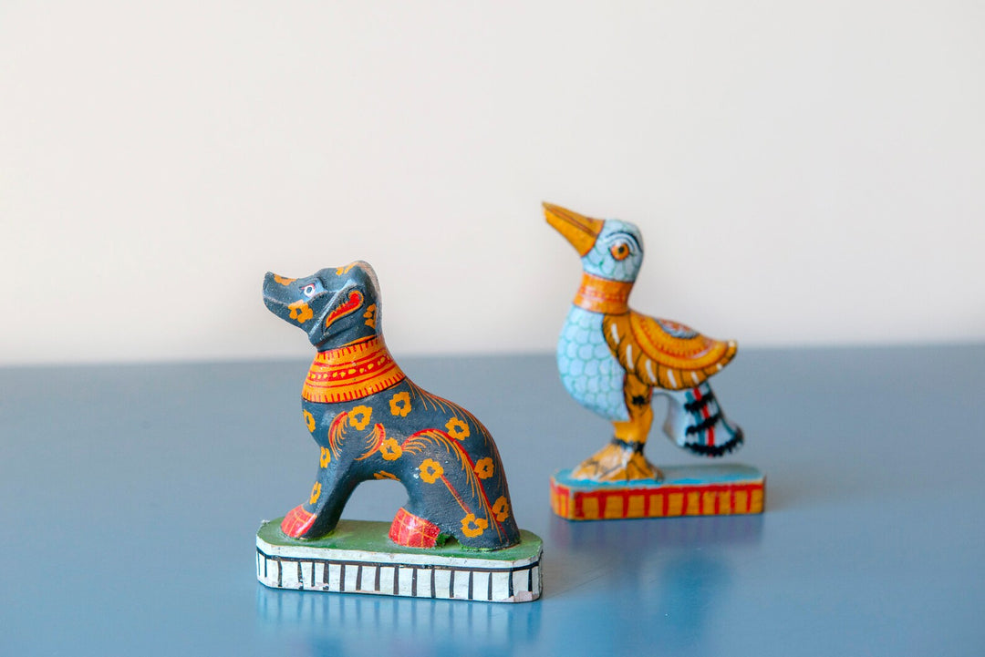 Set Of 2 Indian Pattachitra Art Statues