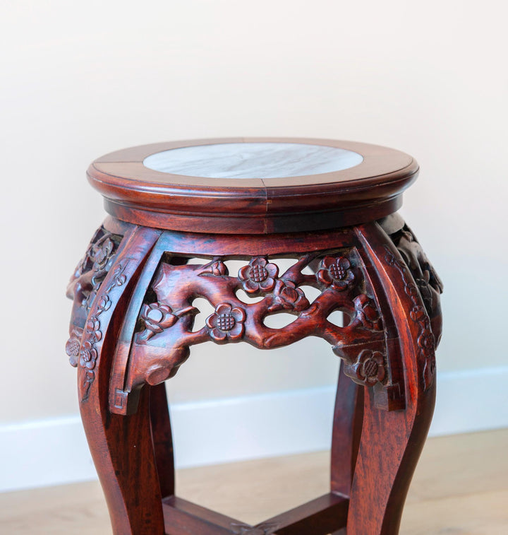 Rosewood Side Table With Marble Top
