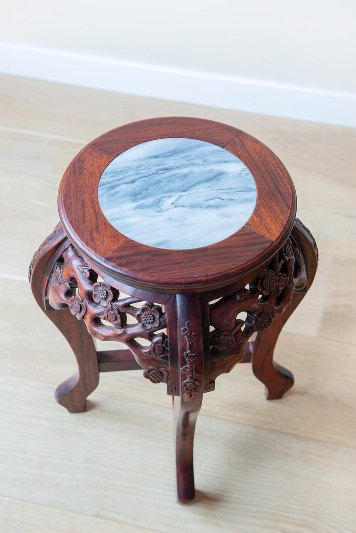 Rosewood Side Table With Marble Top